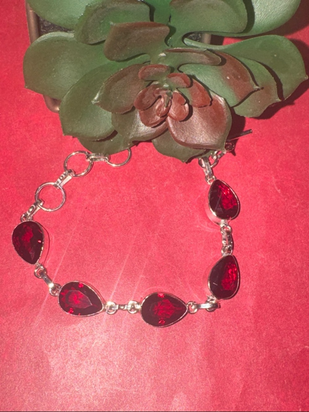 Silver Garnet Bracelet
